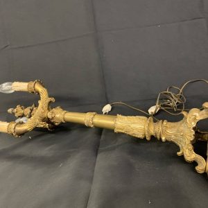 Antica lampada da tavolo grande candelabro in bronzo dorato a tre fiamme epoca 1830 - immagine 3