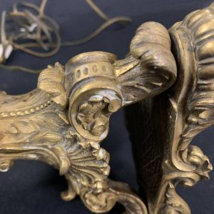 Antica lampada da tavolo grande candelabro in bronzo dorato a tre fiamme epoca 1830 - immagine 7