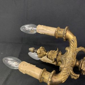 Antica lampada da tavolo grande candelabro in bronzo dorato a tre fiamme epoca 1830 - immagine 9