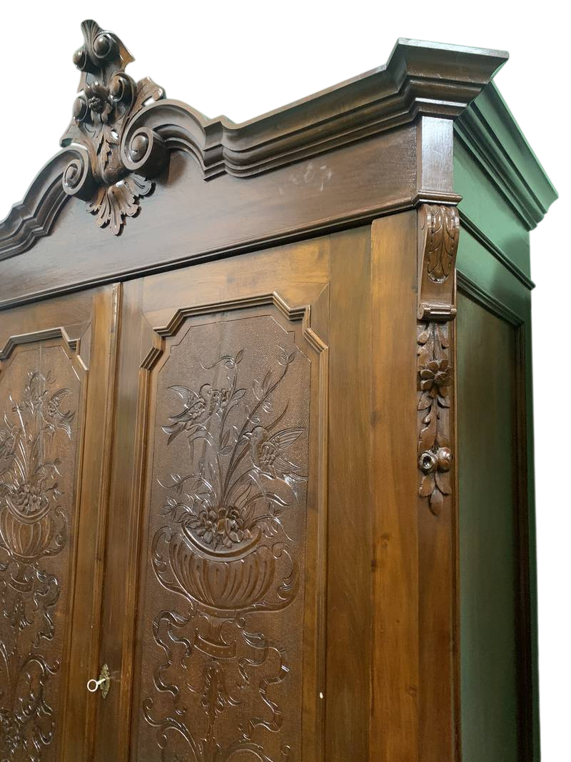 Antico armadio a due ante legno intagliato piemonte epoca Luigi Filippo - immagine 3
