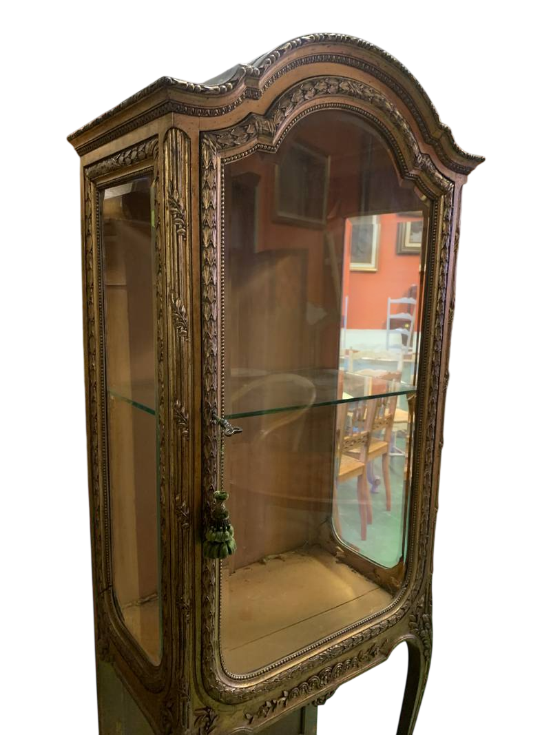 Antica vetrinetta in legno intagliato e dorato stile Luigi XV Rococo' - immagine 7