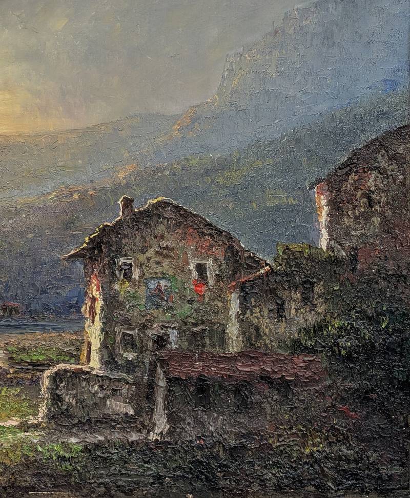 Attrib. Romano VALORI (1886-1918) - Paesaggio, dipinto divisionista a olio su tela - immagine 3