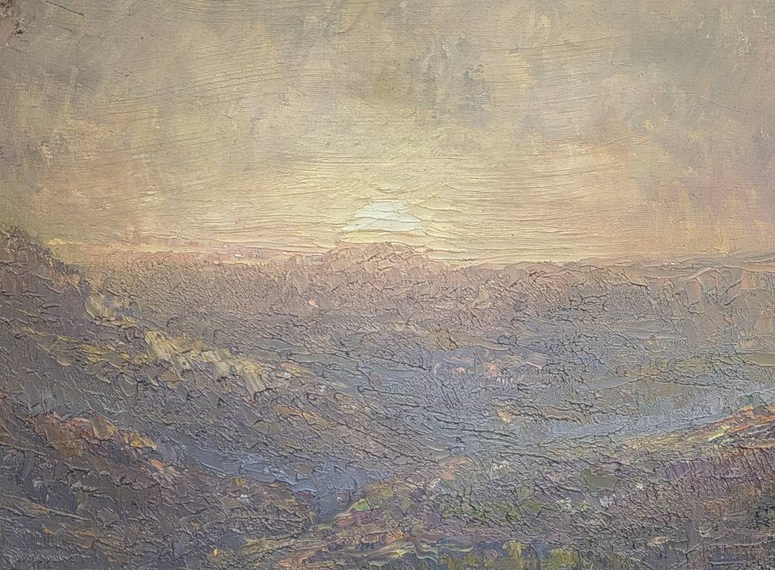 Attrib. Romano VALORI (1886-1918) - Paesaggio, dipinto divisionista a olio su tela - immagine 5