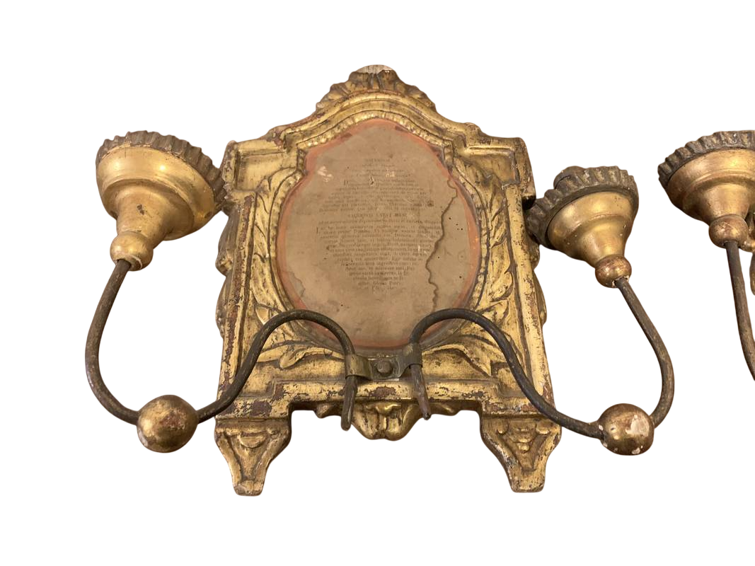 Gruppo di 3 antiche cartaglorie in legno scolpito e dorato epoca XVIII secolo - immagine 6