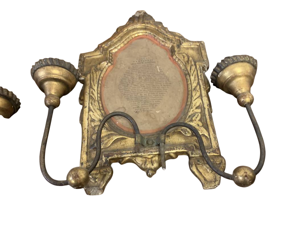 Gruppo di 3 antiche cartaglorie in legno scolpito e dorato epoca XVIII secolo - immagine 4