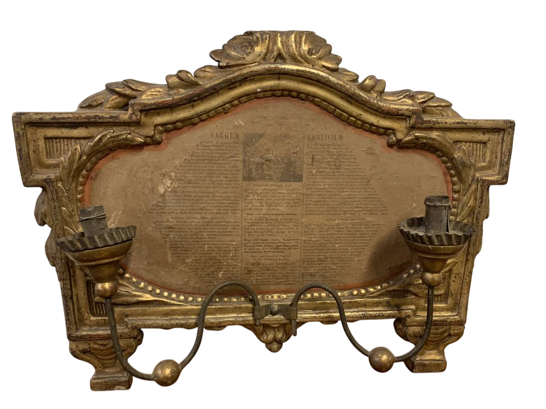 Gruppo di 3 antiche cartaglorie in legno scolpito e dorato epoca XVIII secolo - immagine 3