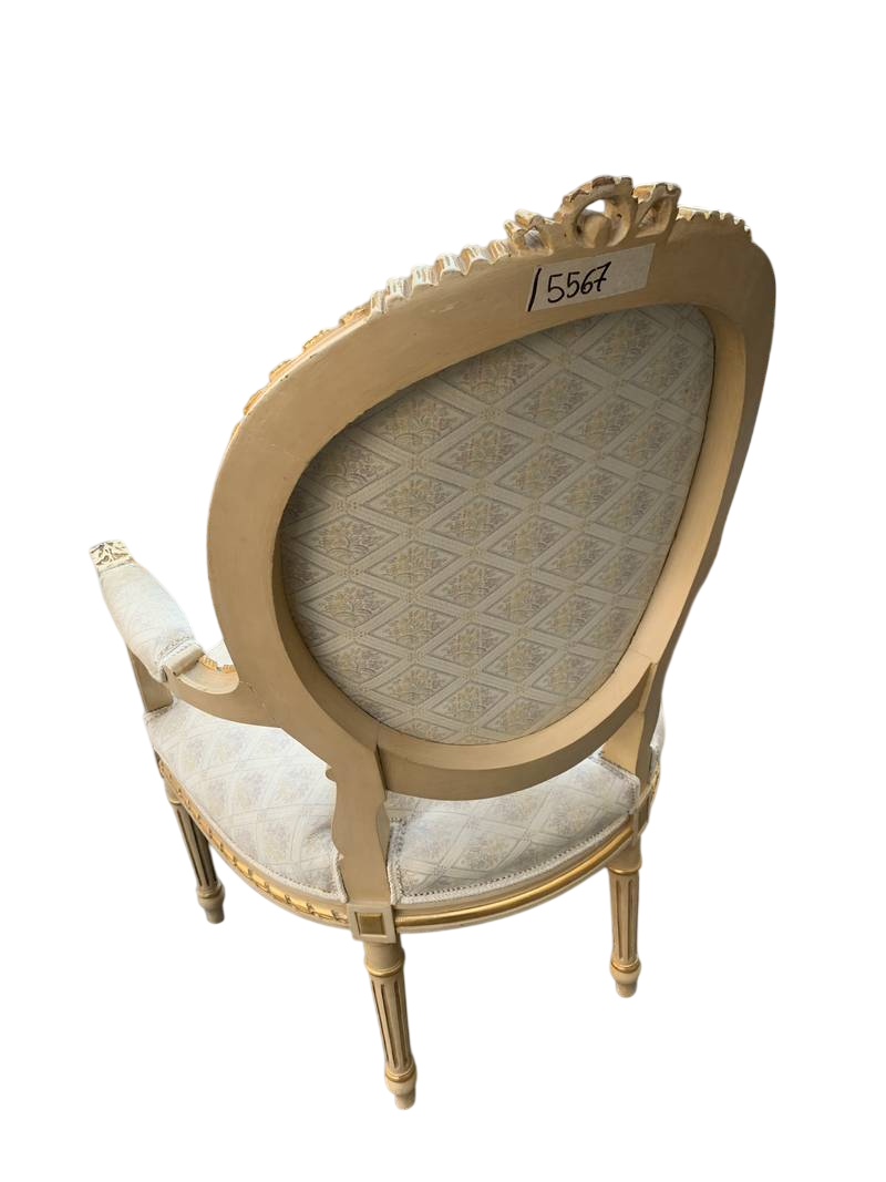 Coppia di poltrone  poltroncine dorate stile Luigi XVI del XX secolo - immagine 5