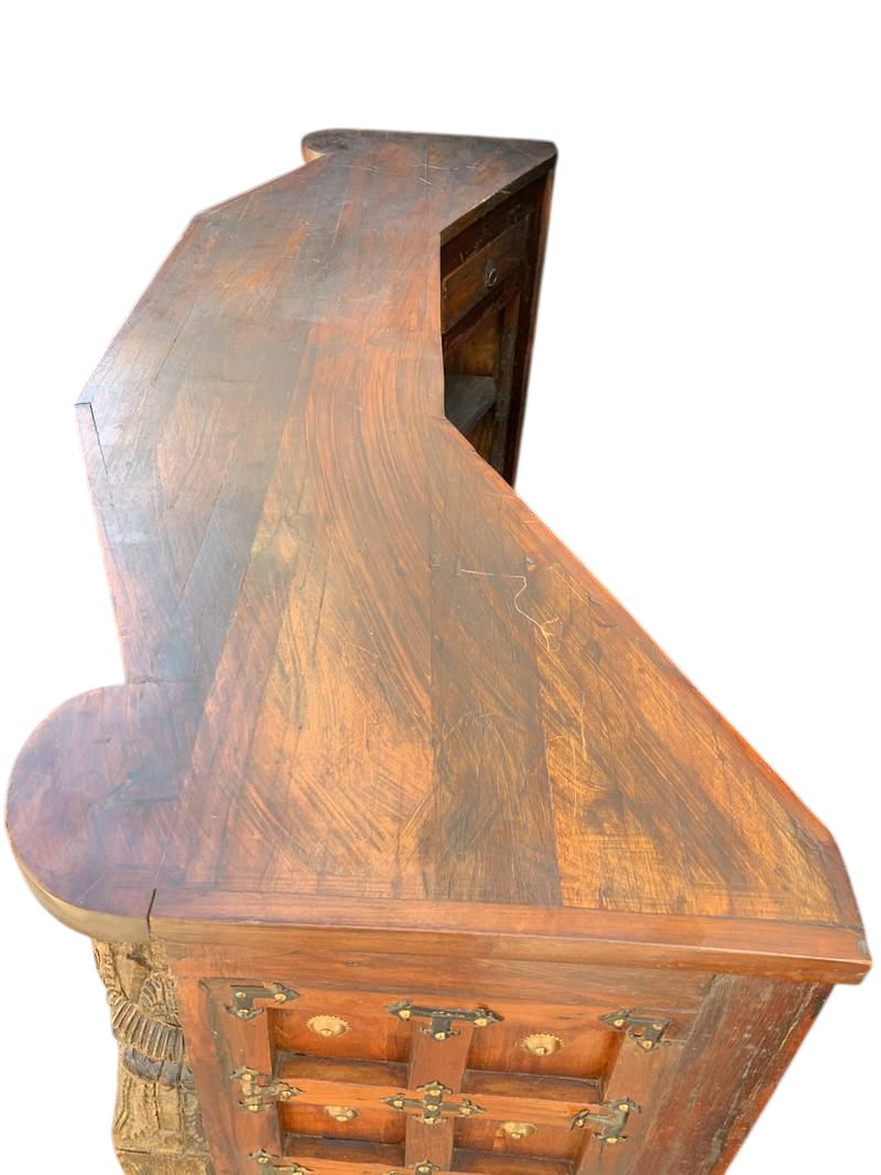 Bancone indiano  mobile bar in legno intagliato con colonne anni 50 - immagine 5