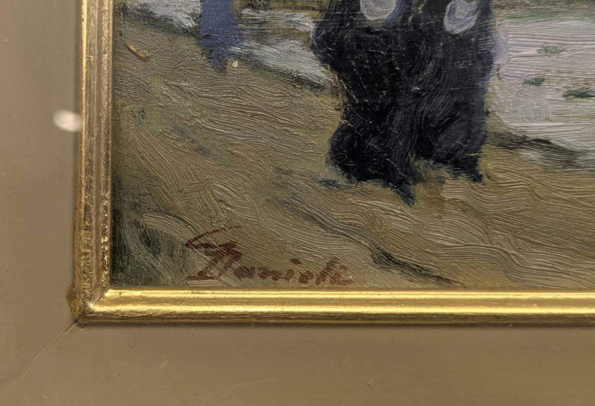 Giuseppe DANIELI (1865-1931) - Ritorno dalla messa, olio su tavola - immagine 3