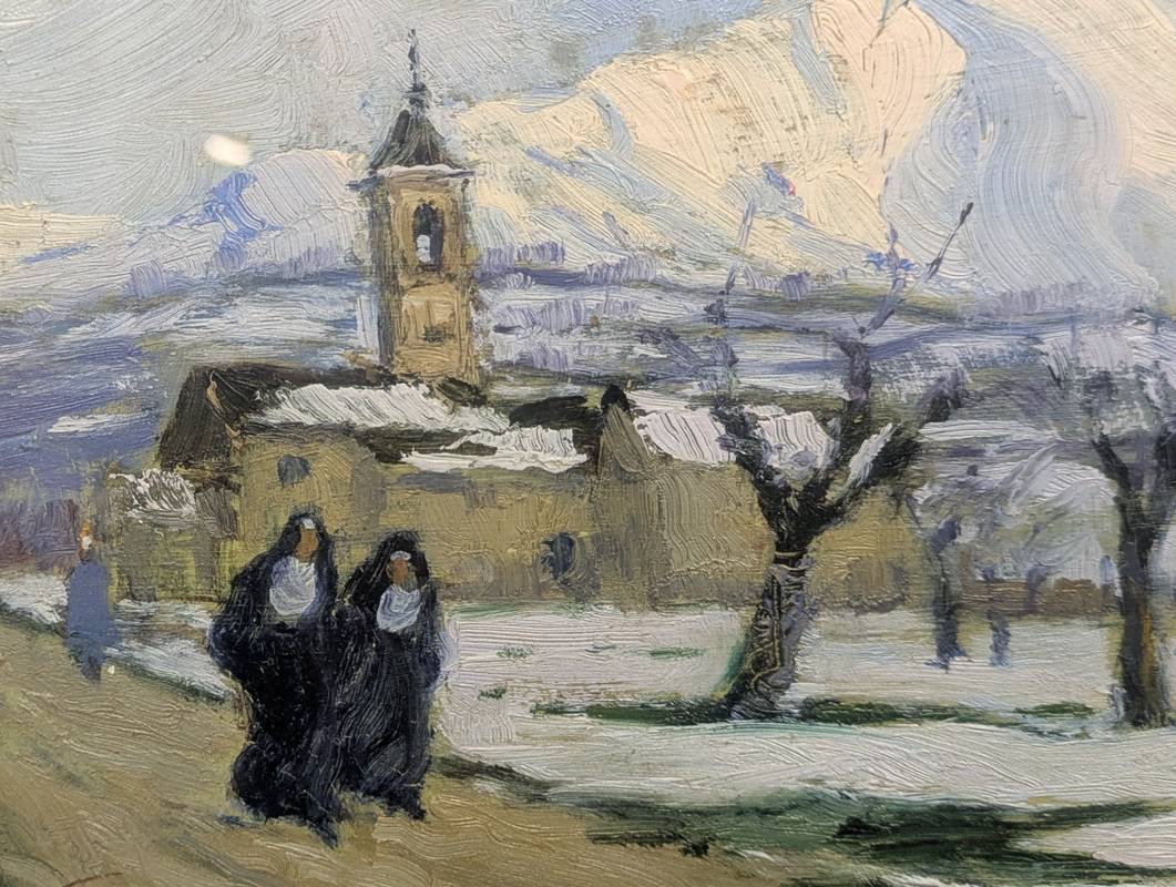 Giuseppe DANIELI (1865-1931) - Ritorno dalla messa, olio su tavola - immagine 4