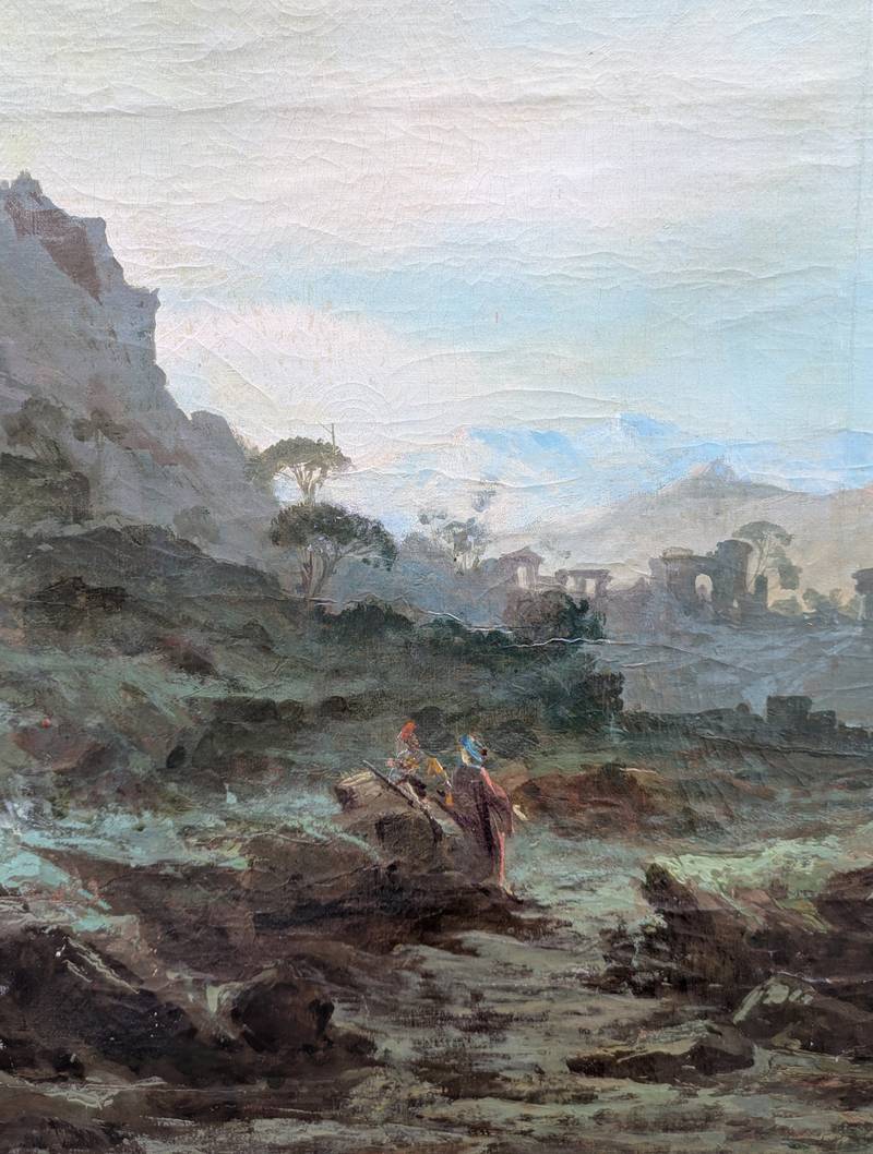 Paesaggio roccioso con rovine, olio su tela - 1880 - immagine 5