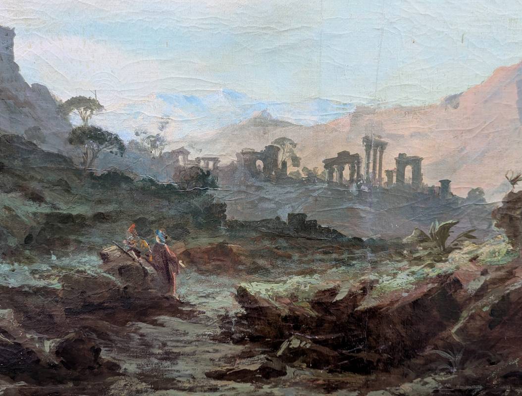 Paesaggio roccioso con rovine, olio su tela - 1880 - immagine 6